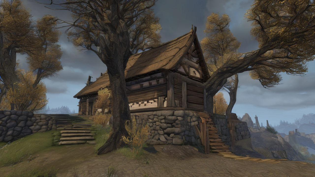 Artystyczne przedstawienie ewolucji serii The Elder Scrolls od Daggerfall do nowszych części z elementami charakterystycznymi dla każdej gry