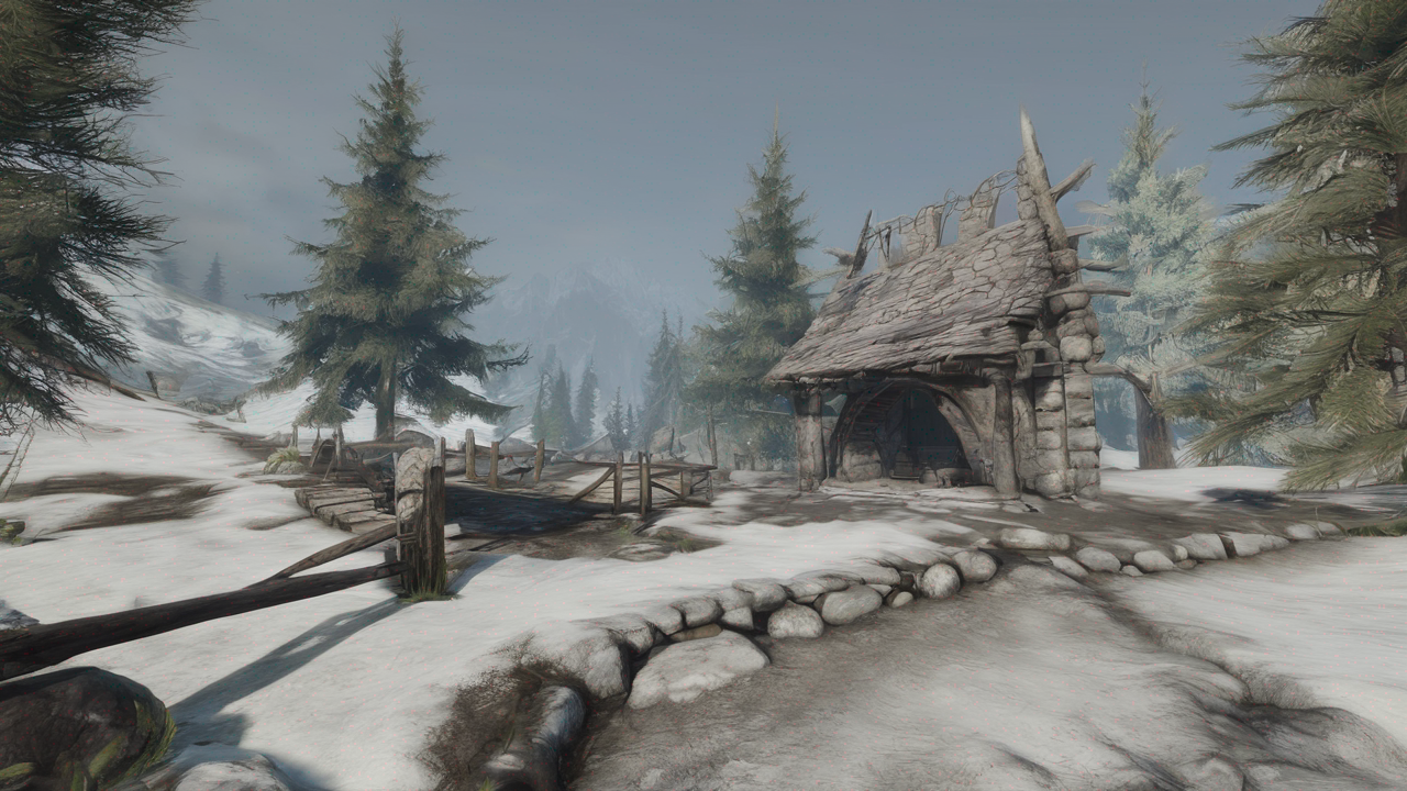 Kreatywna scena przedstawiająca modyfikacje do gry Skyrim z fantastycznymi elementami, nowymi lokacjami i postaciami