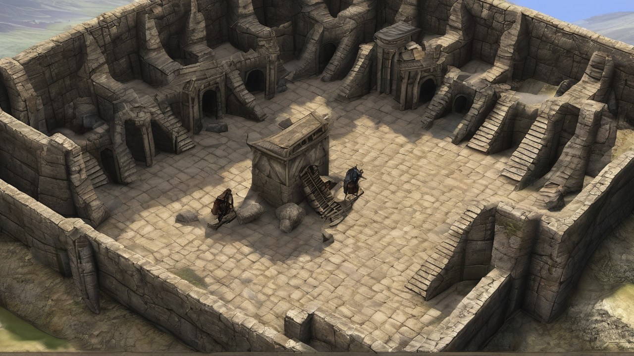 Nostalgiczne ujęcie komputera z lat 90-tych z uruchomioną grą The Elder Scrolls: Arena w przyciemnionym pokoju
