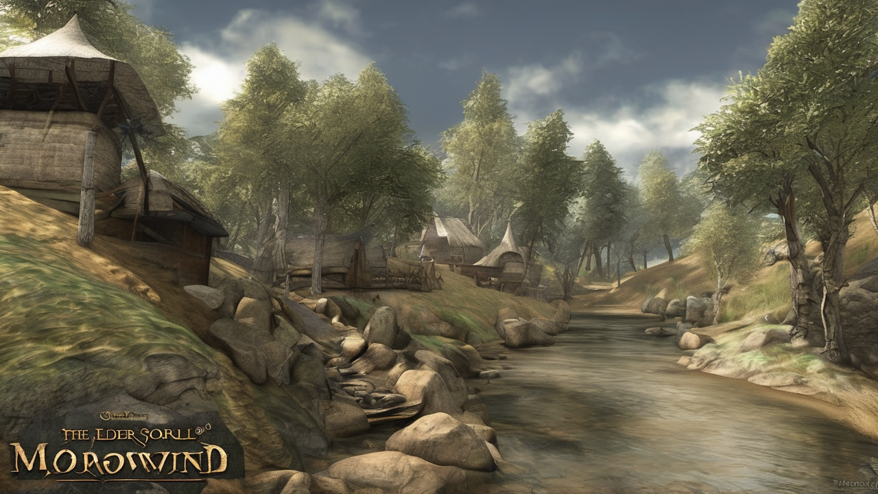 Okładka gry The Elder Scrolls III: Morrowind pokazująca mroczny, mistyczny krajobraz z wulkanem