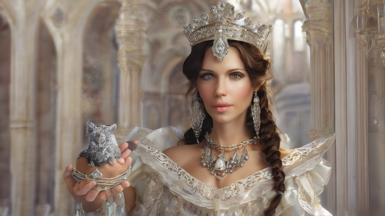 Portret cesarza Uriela Septima VII w królewskich szatach z insygniami władzy w stylu fantasy