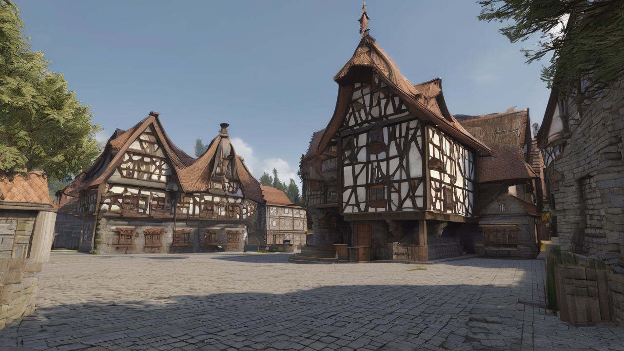 Średniowieczne miasto w Daggerfall z charakterystyczną architekturą i atmosferą wczesnych gier 3D